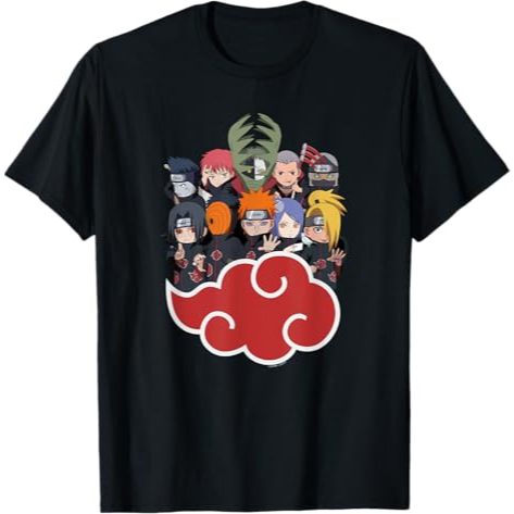 เสื้อยืดอนิเมะ Naruto Shippuden Akatsuki Clan Chibi