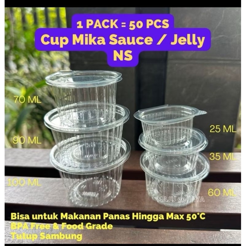 BK888 NS Mika Cup Pudding บรรจุ 50 ชิ้น ฝาเชื่อมต่อ / ถ้วย Mika Sammal / ซอส + ฝาปิดเชื่อมต่อ / ถ้วย