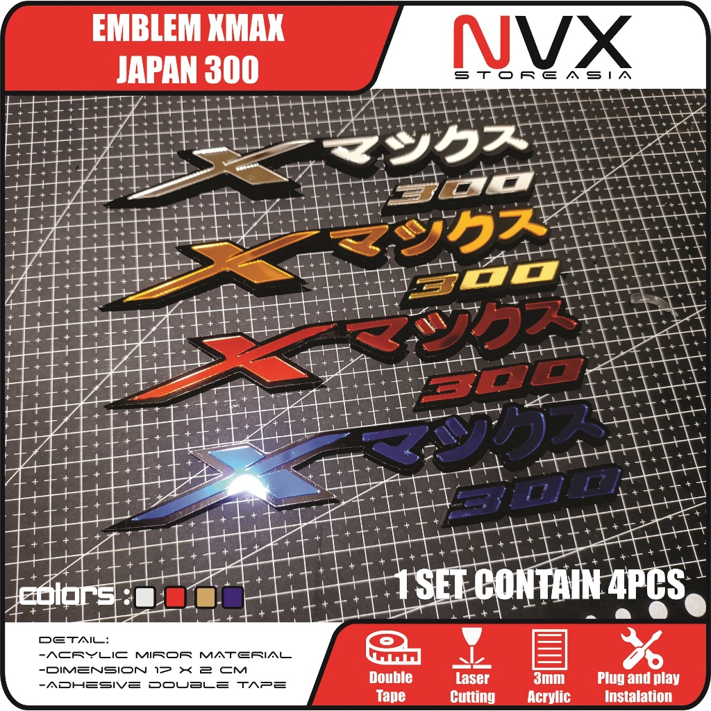 2 ชิ้น EMBLEM XMAX JAPAN 3D BADGE โลโก้ TIMBUL YAMAHA X MAX 300 ญี่ปุ่นญี่ปุ่น KAJI KATAKANA สไตล์สติกเกอร์ร่างกาย