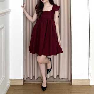 E23OS - Dress Ruffle Polly Lengan Pendek / Dress Crincle Anti Lecek / Dress