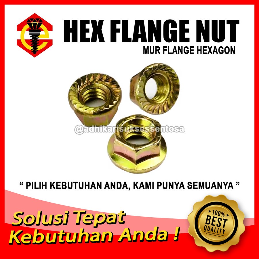 น๊อตฝาเหลือง / Hex FLANGE NUT M5 Pitch 0.8 Key 8