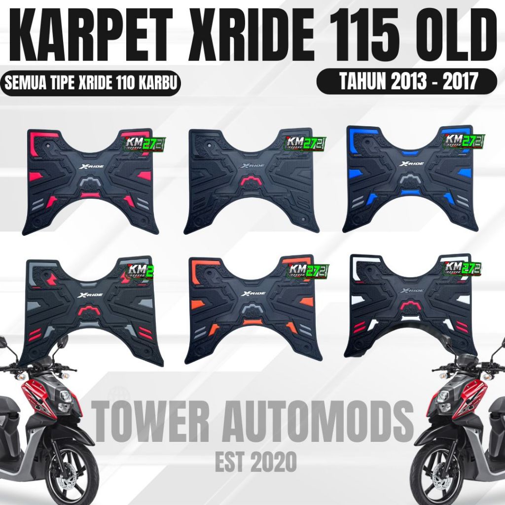 Xride 115 Premium Rubber Motorcycle Carpet - Xride คาร์บูเรเตอร์ Motorcycle Carpet 2013 - 2017 - Yamaha Matic Accessories