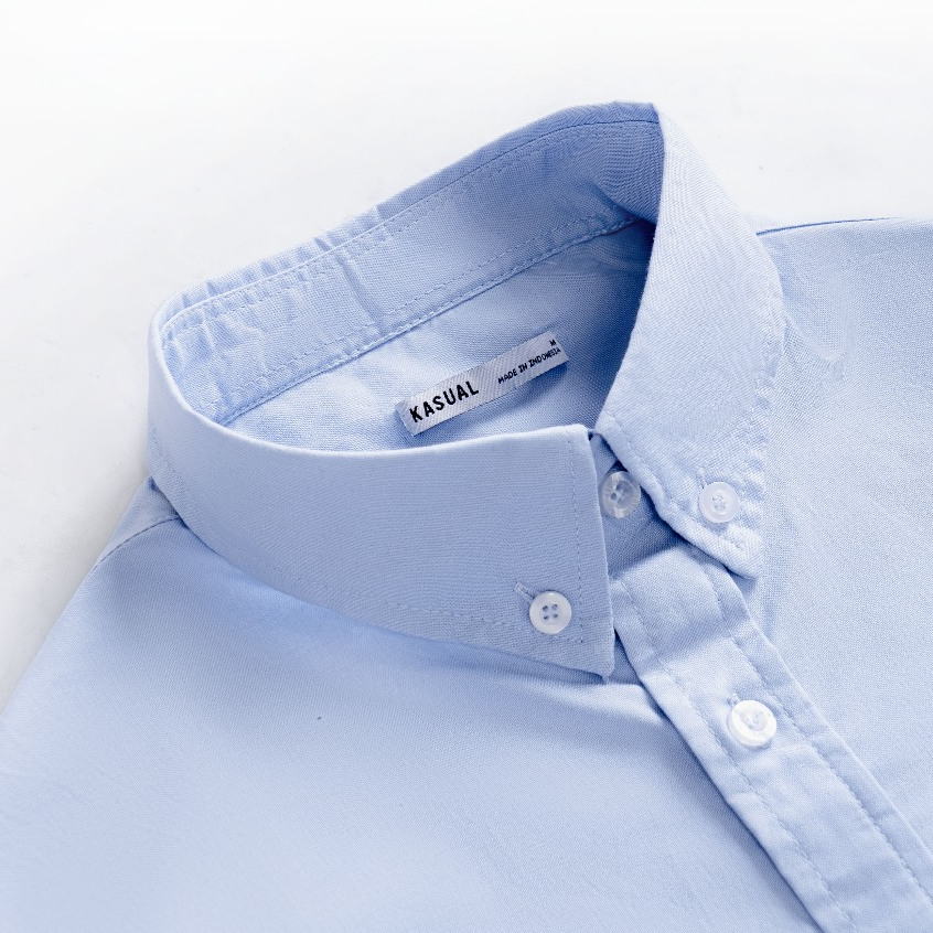 KASUAL เสื้อเชิ้ตผู้ชาย Oxford สีน้ำเงิน