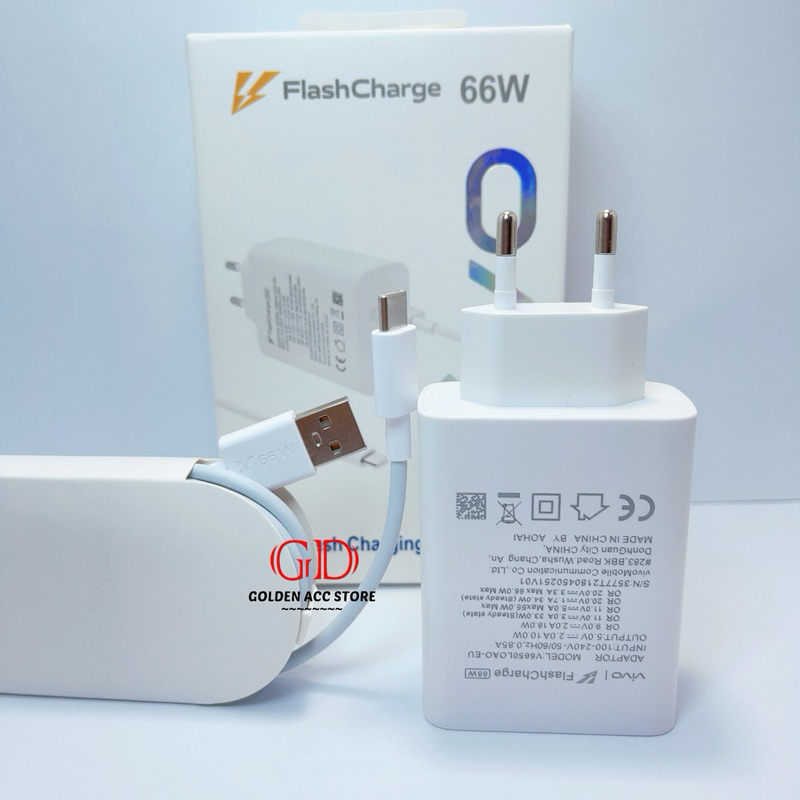 VIVO CHARGER TYPE C 66WATT / 66W FLASH CHARGER / FAST CHARGING V23 V21 V27 T1 5G ORIGINAL 100% ALL S