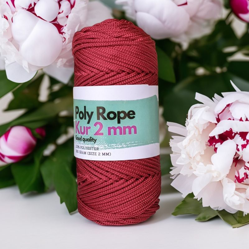 MERAH POLY ROPE KNITTING YARN 2 MM RED SERIES