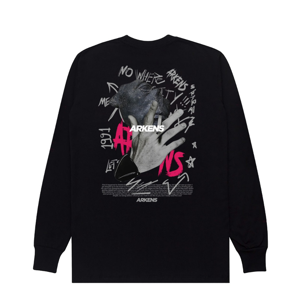 ARKENS EMOTION LONG เสื้อยืดสีดํา / LONGSLEEVE EMOTION I BLACK COTTON COMBED 24S