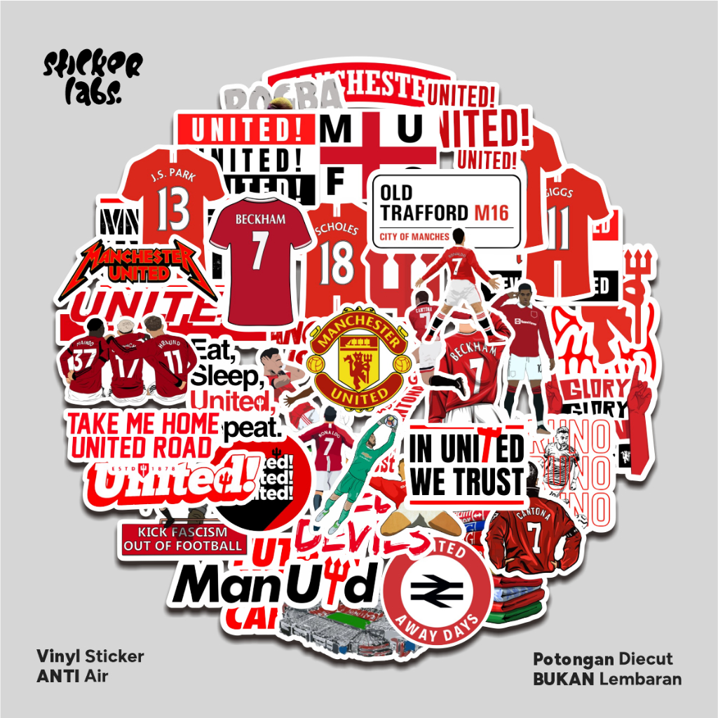 สติ๊กเกอร์แพ็คแมนเชสเตอร์ ยูไนเต็ด ไวนิล ความงาม กระเป๋าเดินทาง Tumbler The Red Devils สติ๊กเกอร์หมวกกันน็อคกันน้ํา