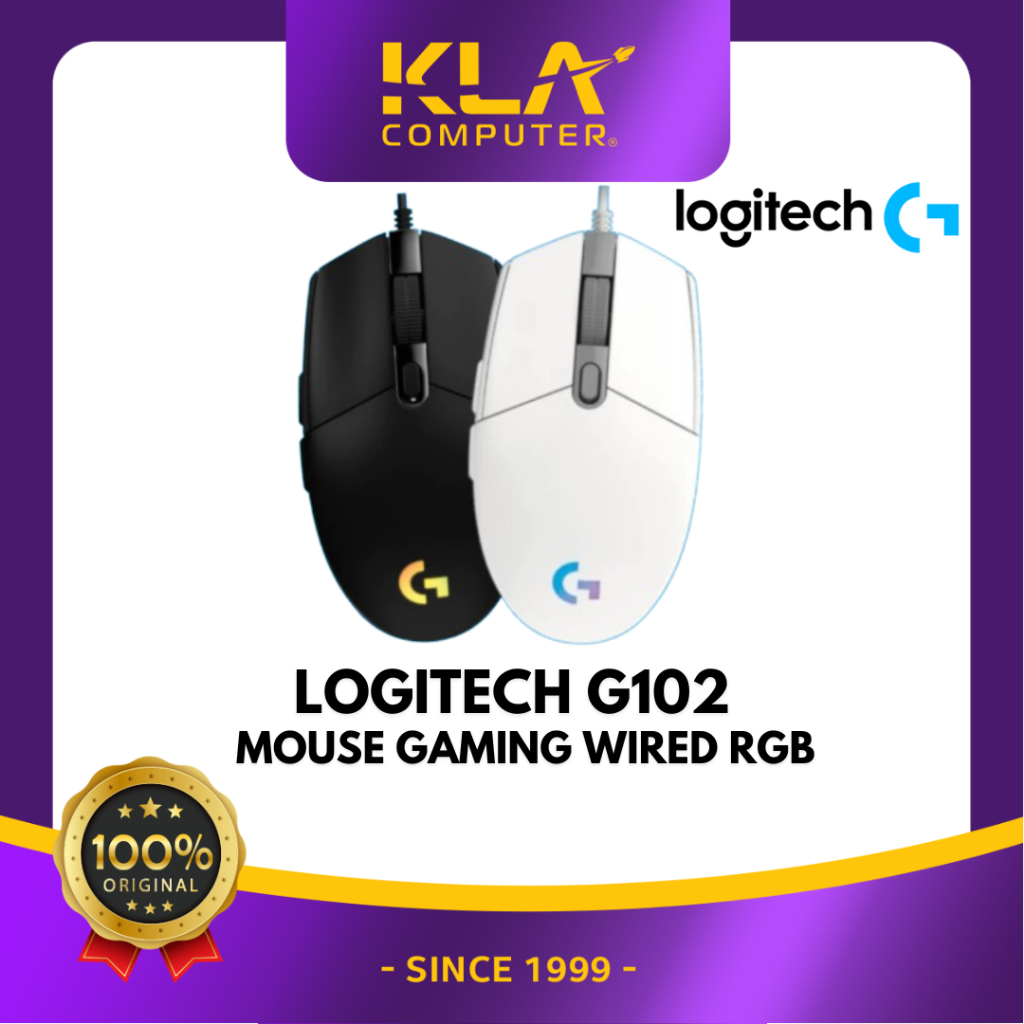 Logitech G102 RGB Lightync เมาส์สําหรับเล่นเกมแบบมีสายพร้อมมาโคร