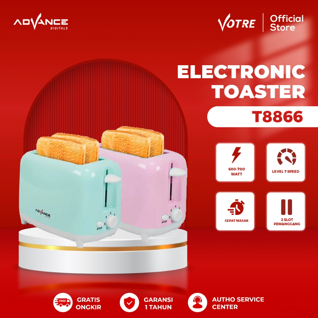 BI Advance T8866 เครื่องปิ้งขนมปัง 2Slice Sandwich Toast Bread Toaster Bread