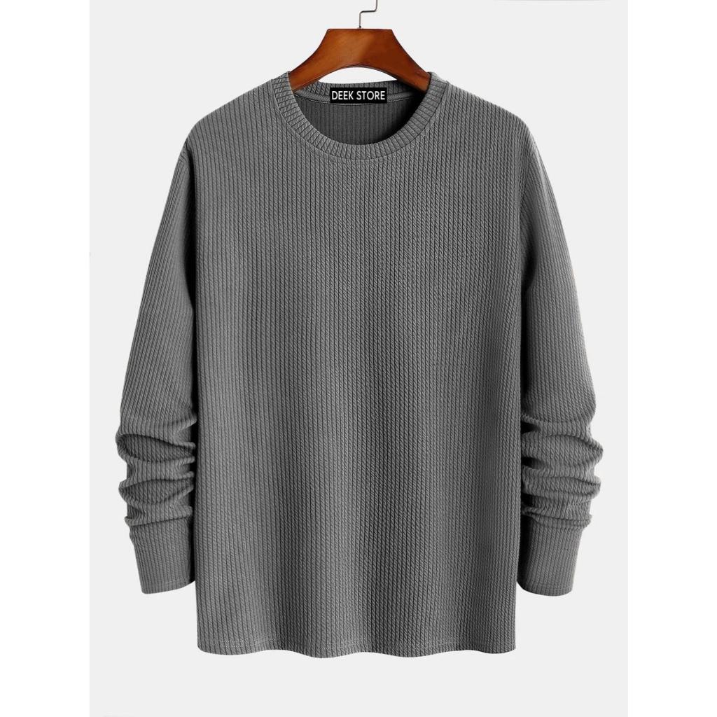 MENS LONG-SLEEVED WAFFLE KNIT เสื้อยืด/เสื้อยืดแขนยาว/เสื้อยืด WAFFLE LAST