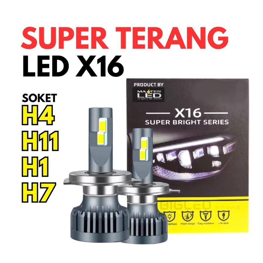 ไฟ LED รถยนต์ X16 H4 H11 H7 H1 HB3 9005 H16 SUPER BRIGHT ORIGINAL MASTER LED X16
