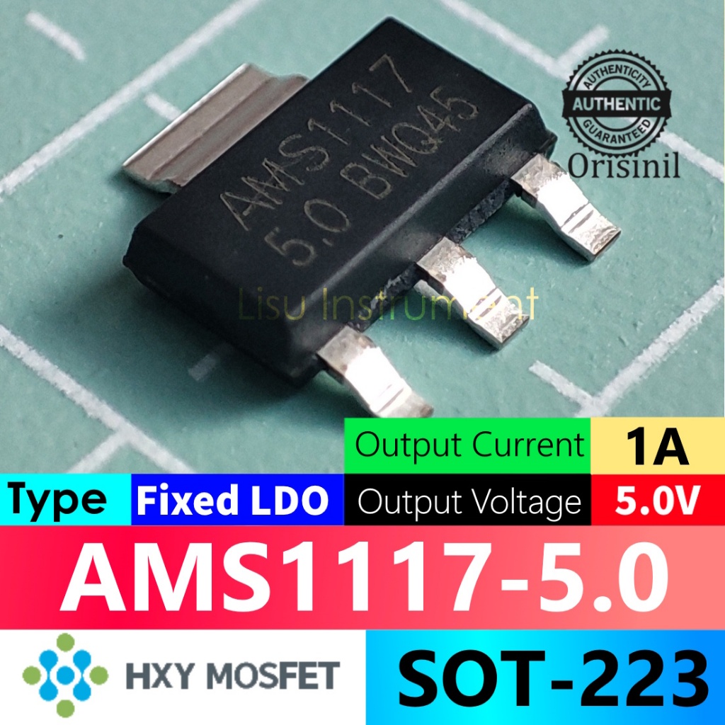 AMS1117-5.0 1A Fixed 5V LDO Regulator SOT-223 HXY Original