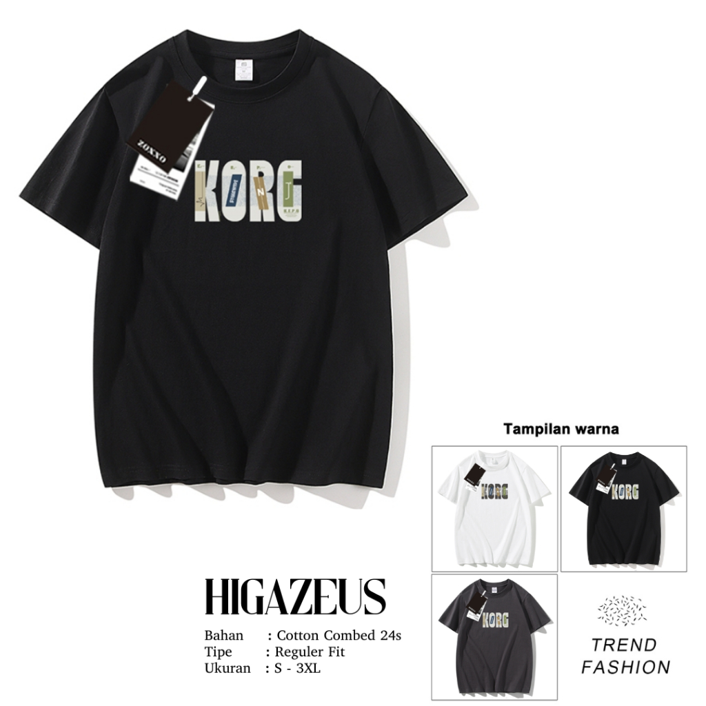 HIGAZEUS เสื้อยืด Unisex Distro แขนสั้น Cotton Combed 24s Korg T67