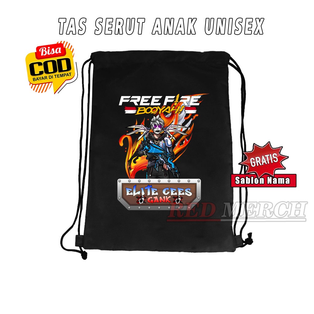 SCHOOL BAG CHILDRENS DRAWSTRING BAG STRINGBAG ฟรี FIRE NARUTO FF ELITE CEES GANK