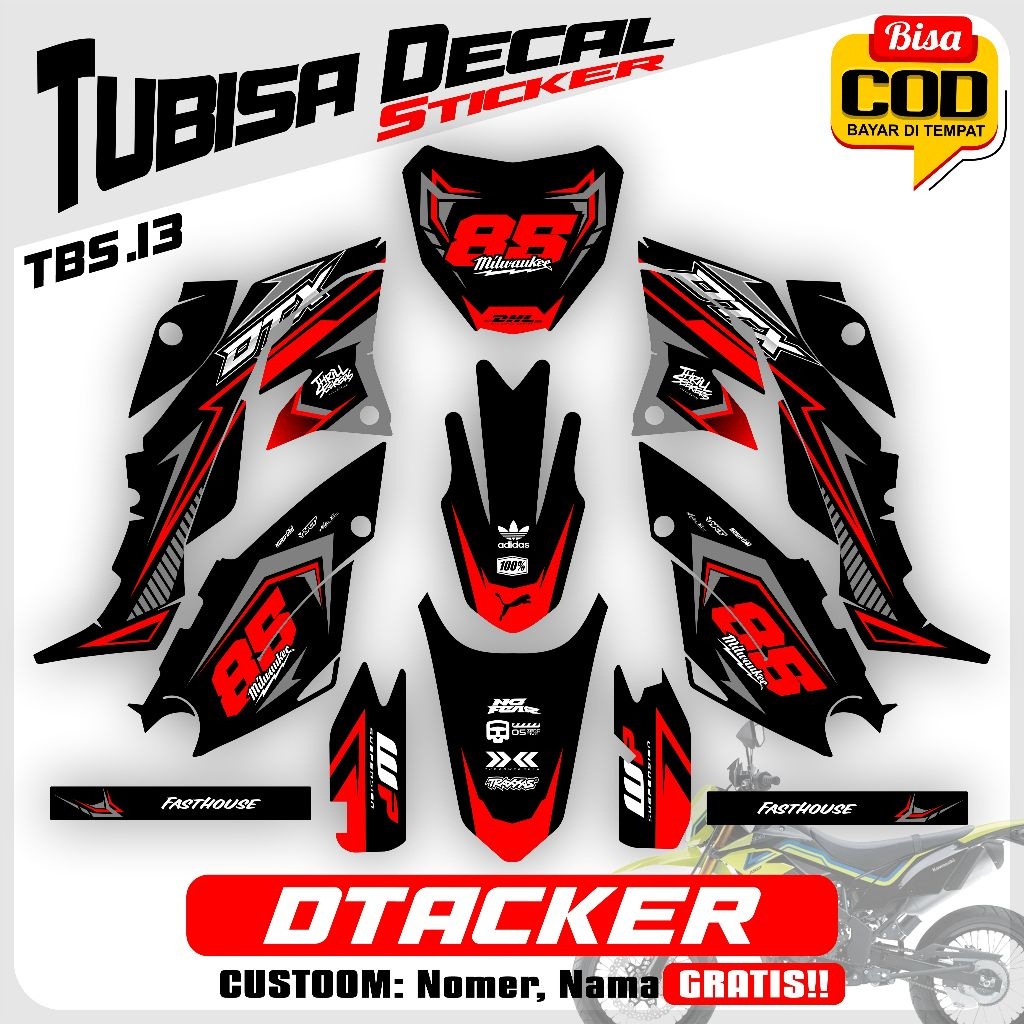Dtracker Decal Sticker Crf 250 Board Crf 110 Fender - Full Body Decal Dtracker Motif NEW