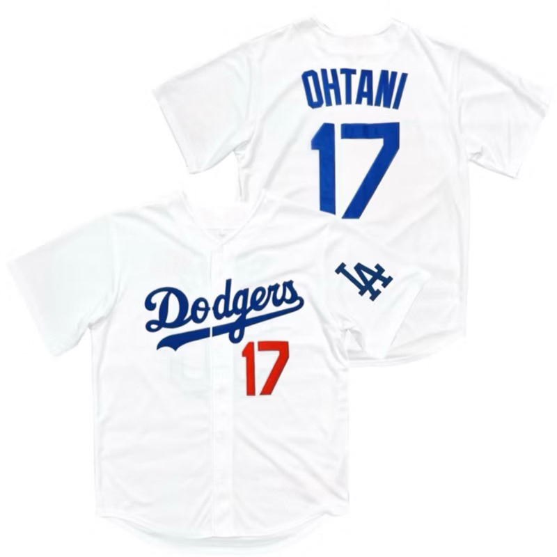 นําเข้า EMBROIDERY JERSEY BASEBALL SHIRT LA LOS ANGELES DODGERS 17 SHOHEI OHTANI สีขาว