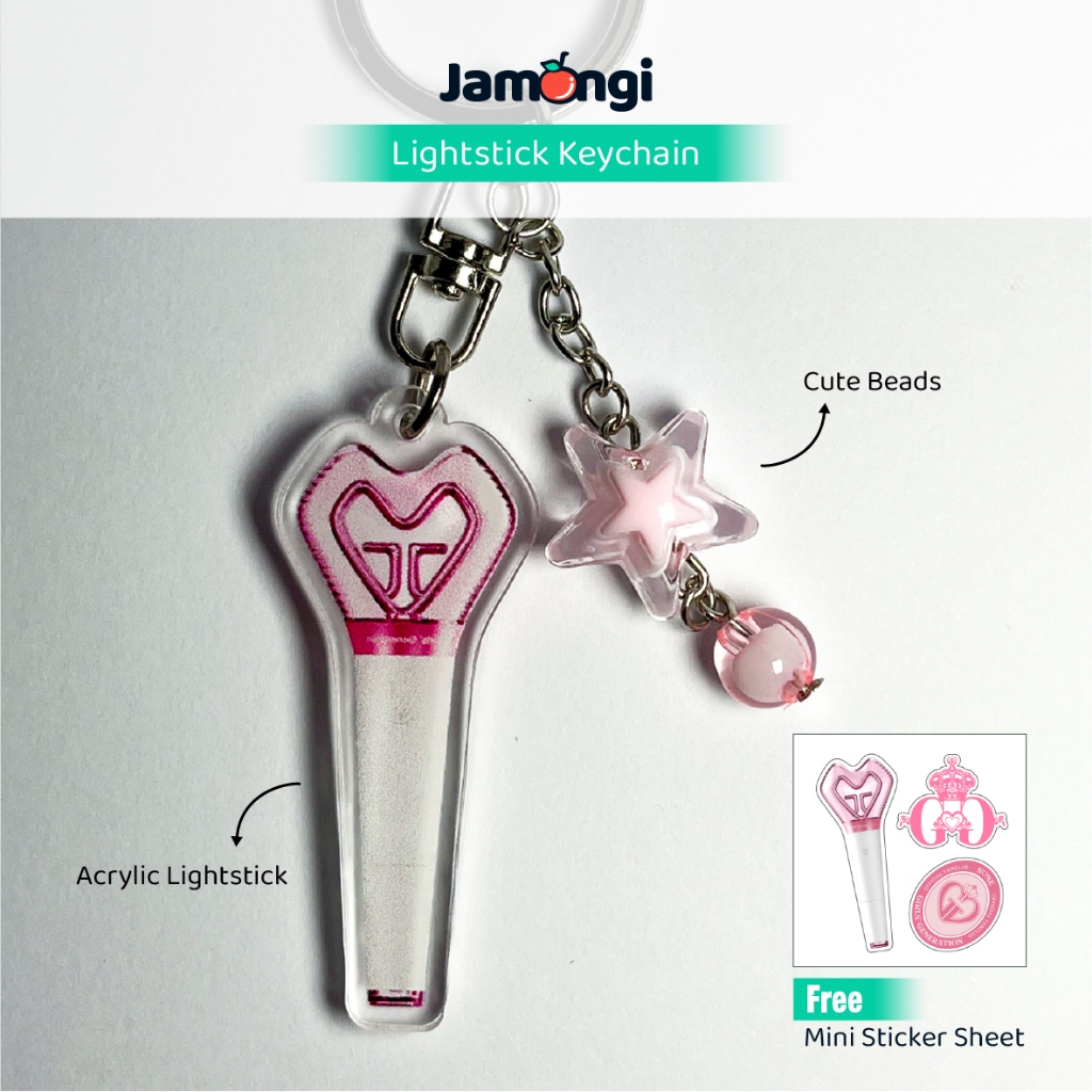Jamongi Kpop Lightstick พวงกุญแจอะคริลิคสาวรุ่นกลุ่มพวงกุญแจอะคริลิคน่ารักลูกปัด | สีดําสีชมพู Baby 