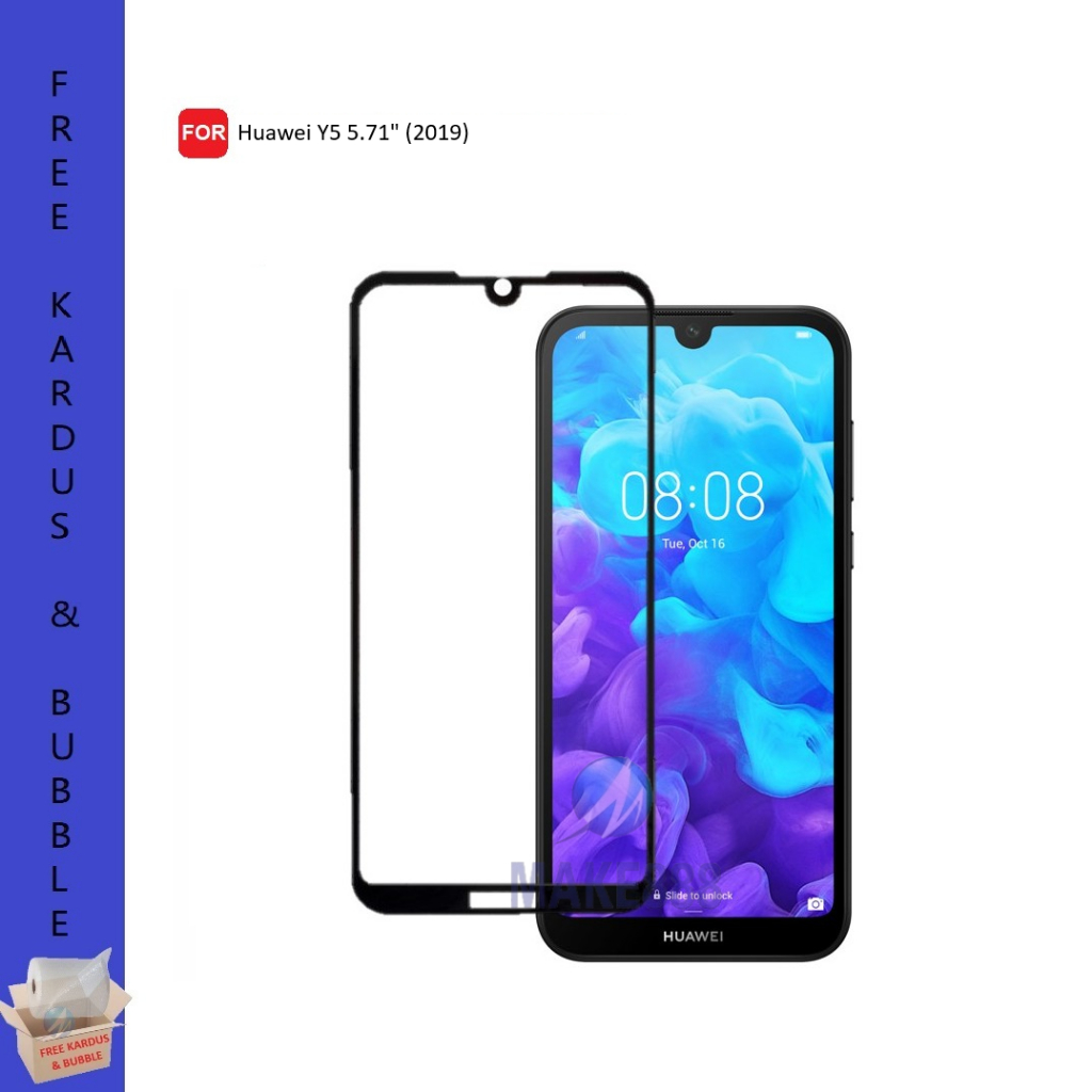LAYAR กระจกนิรภัย 5D 9D สําหรับ HUAWEI Y5 2019 / Y5P / Y5 LITE / Y5 PRIME กาวเต็มเต็มหน้าจอแก้ว - สี
