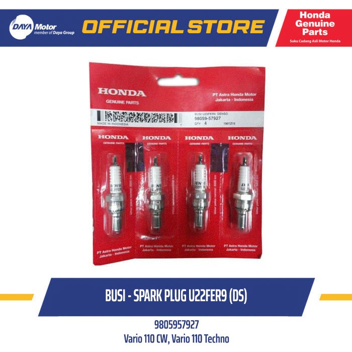 หัวเทียนมอเตอร์ไซค์ Denso U22FER9, DS (หัวเทียน) - HONDA Vario 110 CW, Vario 110 Techno A, Vario คาร