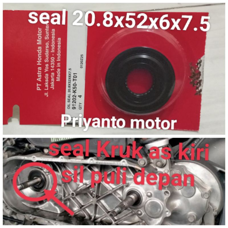 91202-K50-T01 ซีลน้ํามันเพลาข้อเหวี่ยงด้านหน้าซ้ายรอก beat Scoopy spacy vario เดิม