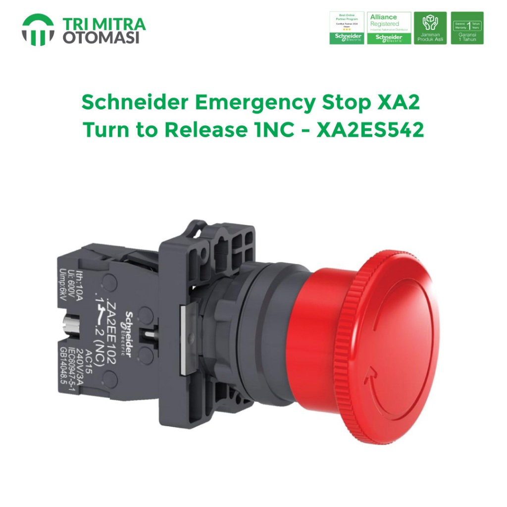 Schneider Emergency Stop XA2 เปิดปล่อย 1NC - XA2ES542