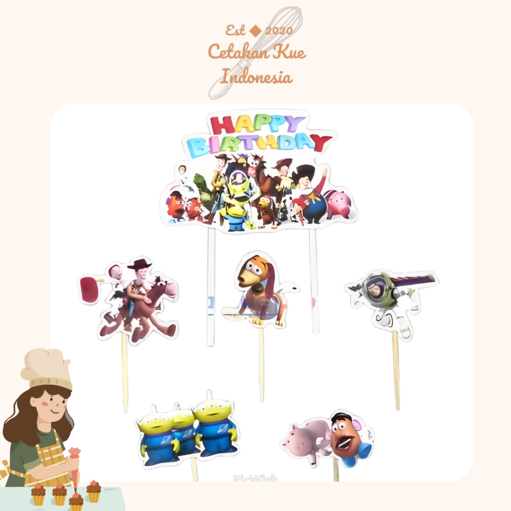 {CKI} Happy Birthday Toys Story Paper Cake Topper