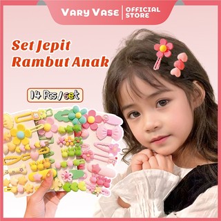 Vary Vase Set Jepit Rambut Anak 14 Pcs Jepitan Rambut Poni Aesthetic Korea  Klip Rambut Samping Bermotif Lucu