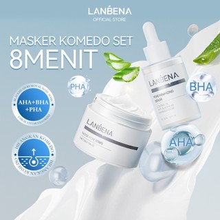 LANBENA Peeling Solution Soothing Serum & Nose Mask Set - Masker Komedo Hidung Angkat Komedo Eksfoliasi, Mengangkat Sel Kulit Mati, Mencegah Jerawat, Perawatan Kulit