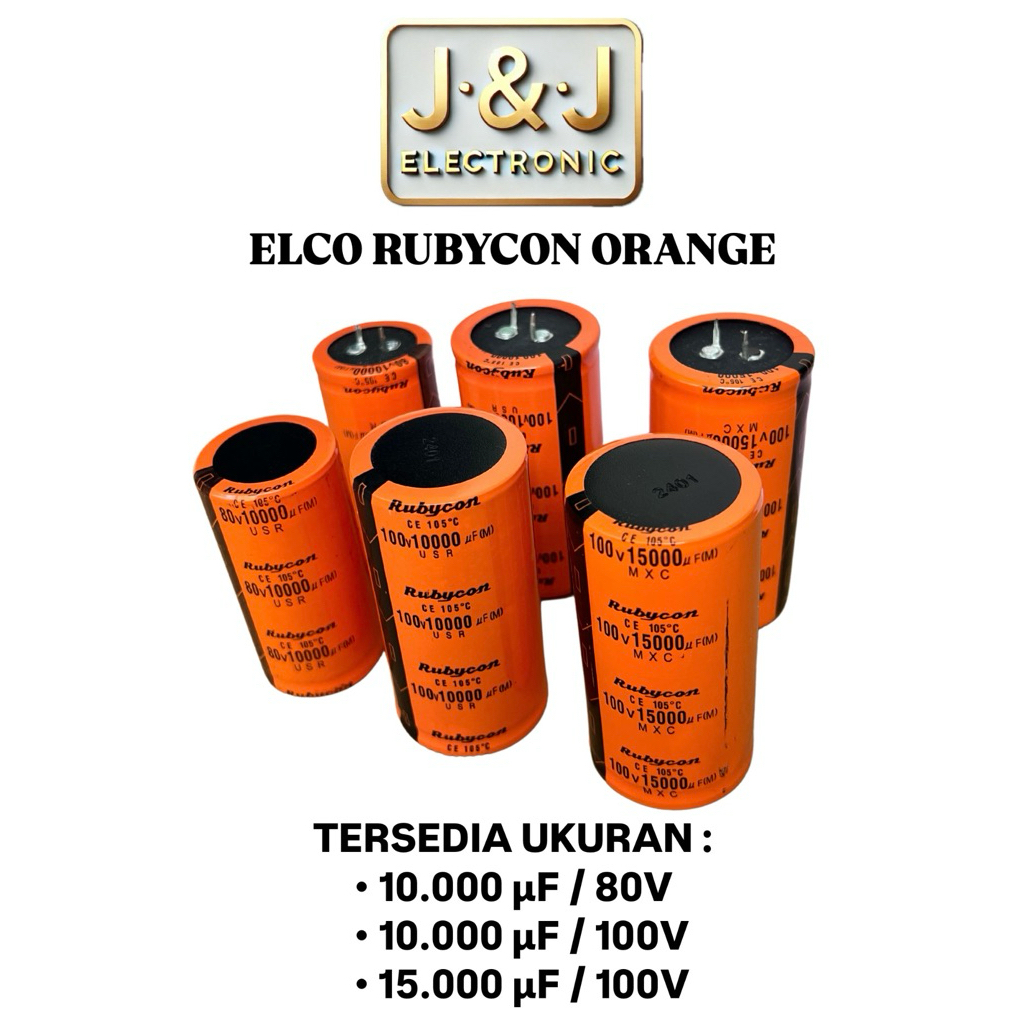 Elco Rubycon สีส้ม 10000uF/80V 10000uF/100V 15000uF/100V