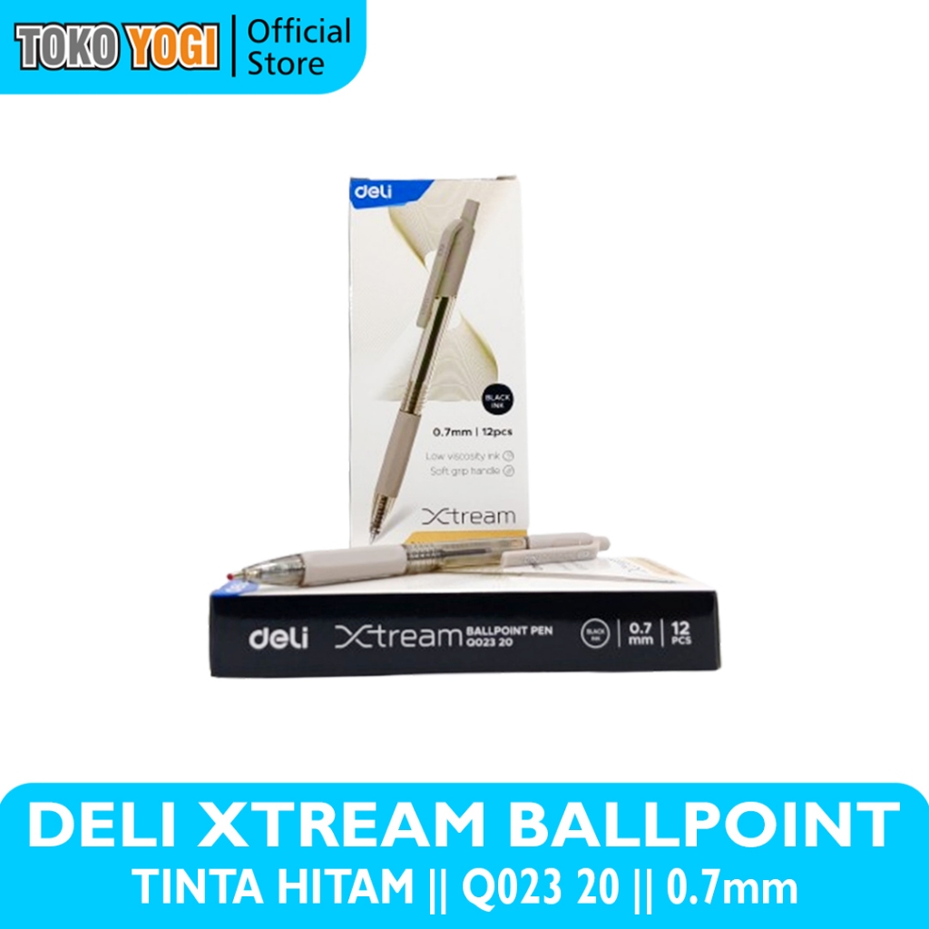 DELI XTREAM BALLPOINT PEN Q02320 0.7มม. หมึกสีดํา || ปากกาตื้น