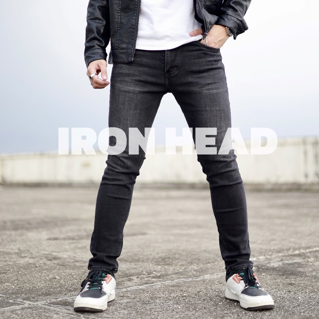 กางเกงยีนส์ผู้ชาย IRON HEAD The Ultimate Series กางเกงยีนส์ยืด Stone Grey Slimfit
