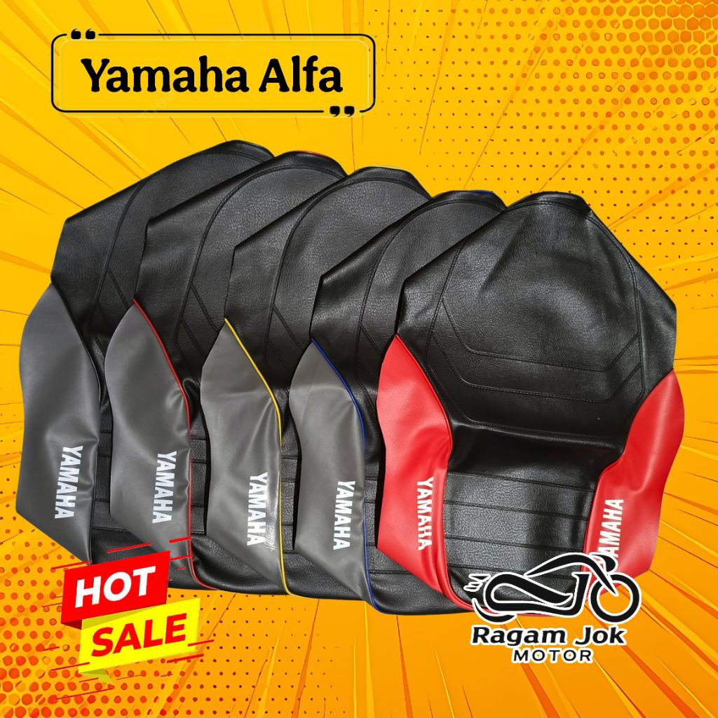 MERAH Complete Yamaha Alfa Leather ที่หุ้มเบาะมอเตอร์ไซค์ สีดํา เทา แดง เหลือง