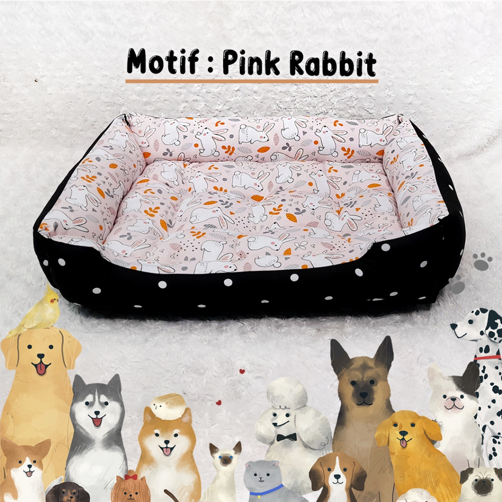 PET BED PREMIUM QUALITY (DOG BED, CAT BED, ANIMAL MATTRESS) PINK RABBIT JUMBO