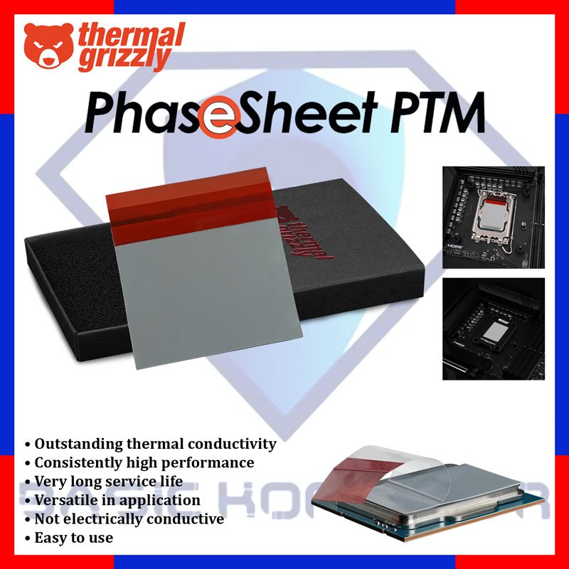 Thermal GRIZZLY PhaseSSheet PTM 50x40x0.2mm Phase Change Material Thermal Pad Paste