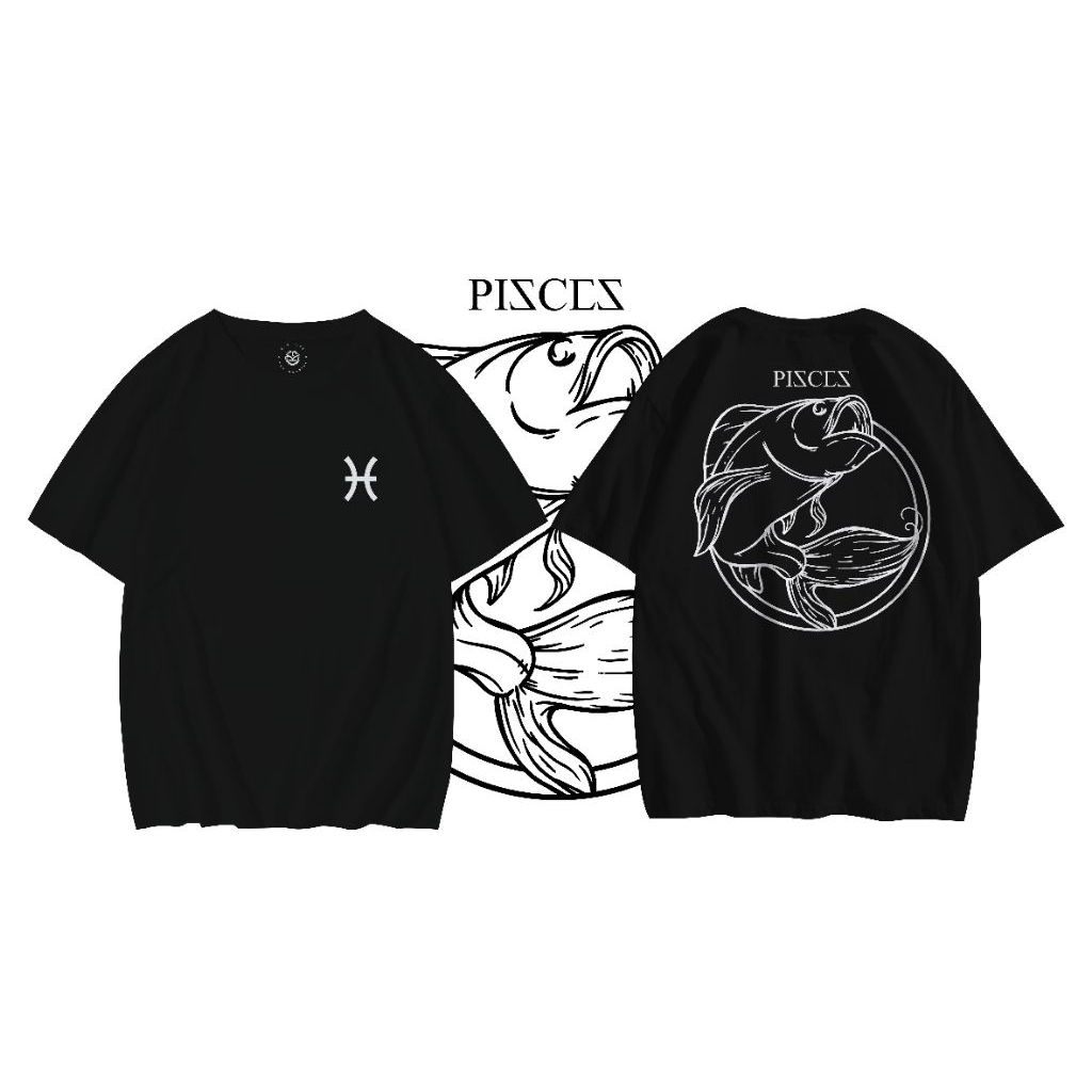 เสื้อยืด RSYD.CO | PISCES PISCES PISCES PISCES | ผ้าฝ้ายหวี 24ส พรีเมี่ยม | เสื้อยืด UNISEX ZODIAC S