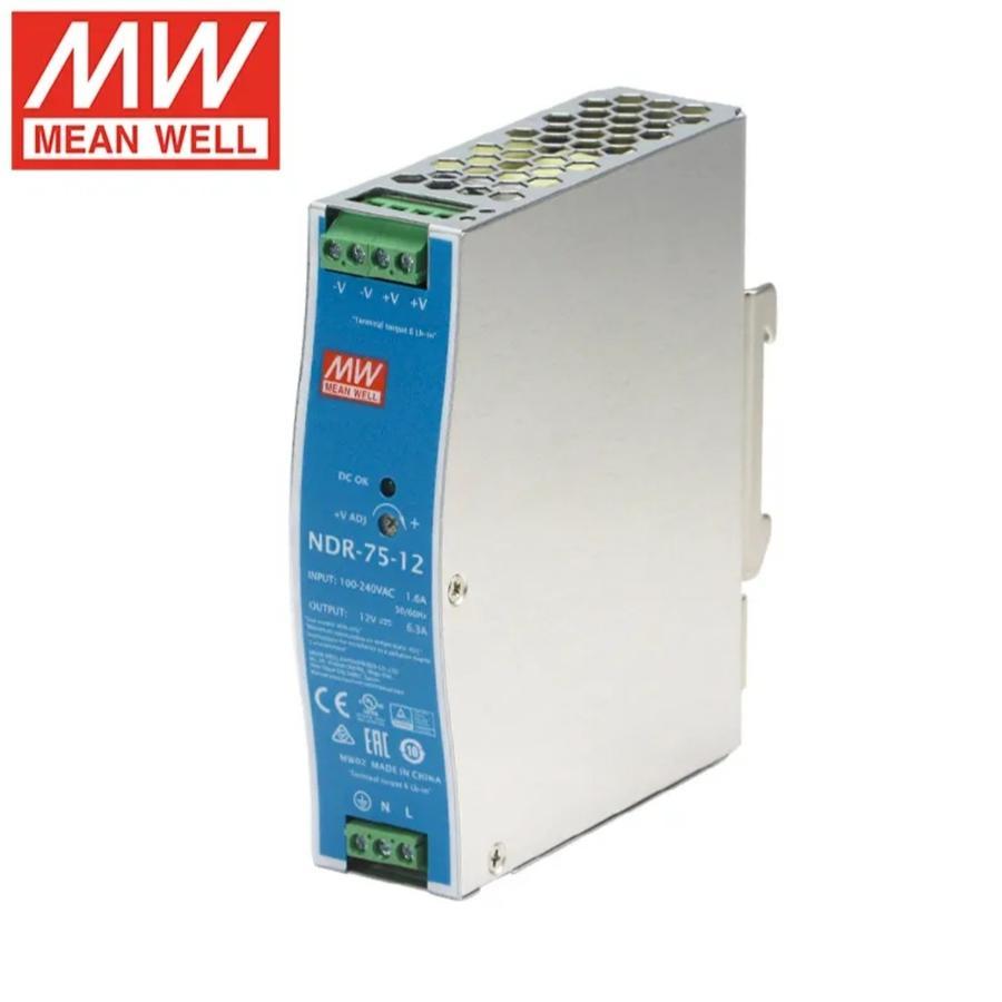 MeanWell Mean Well NDR 75-12 12V 75W 6.3Ah Industrial Din Rail PSU
