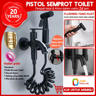 COD SUS304 1 Set Jet Shower Closet / Kran Cabang Shower 2 Dan Jet Washer Toilet Hitam 1/2 Inch / Kran Air Double / Kran Washing Machine Bidet Spray / Kran Closet Duduk /Jet Shower Kloset Stainless / Kepala Shower Kamar Mandi / Toilet Bidet Sprayer Set