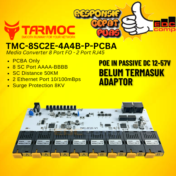 Tarmoc TMC-8SC2E-4A4B-P-PCBA | BOARD Media Converter Switch 8FO 2LAN / 8 FO 2 LAN 10/100Mbps POE IN 