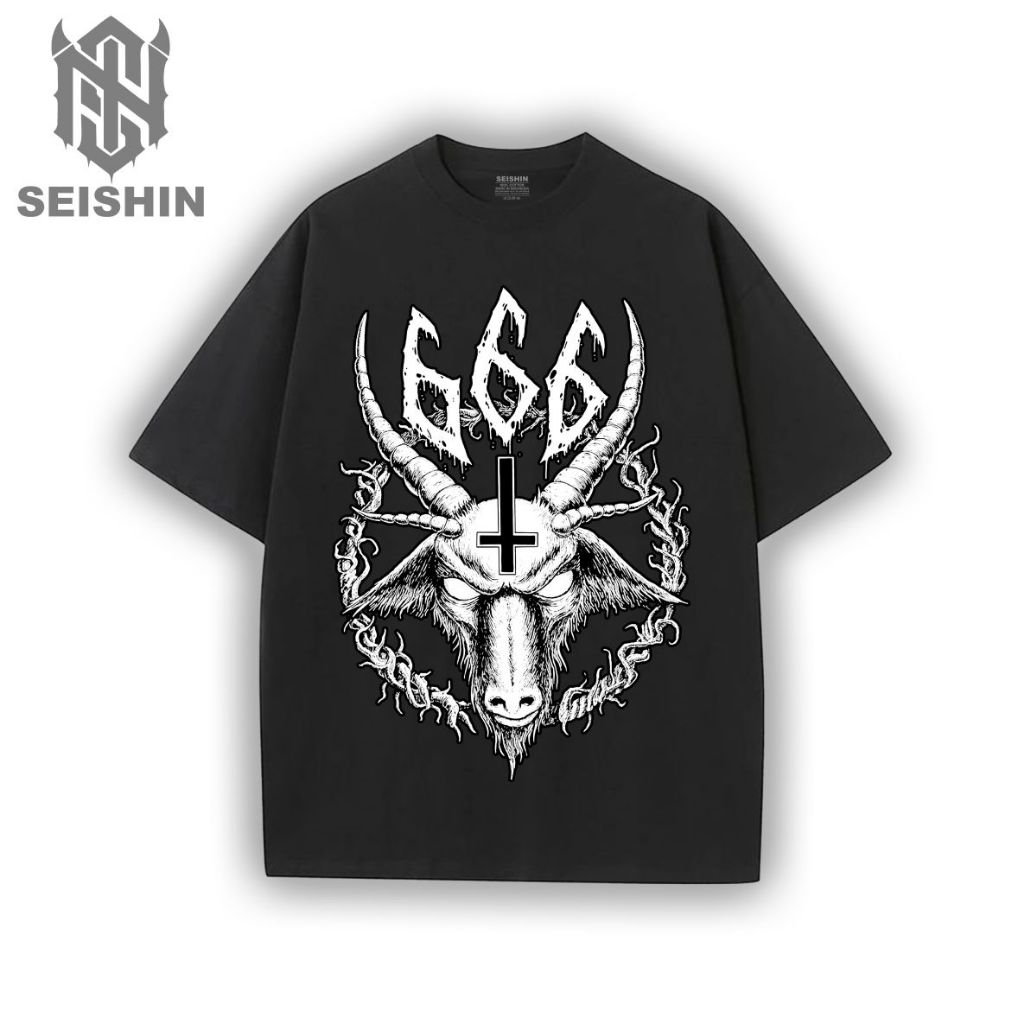 เสื้อยืด Seisin แพะซาตาน 666 เสื้อยืดวินเทจ unisex