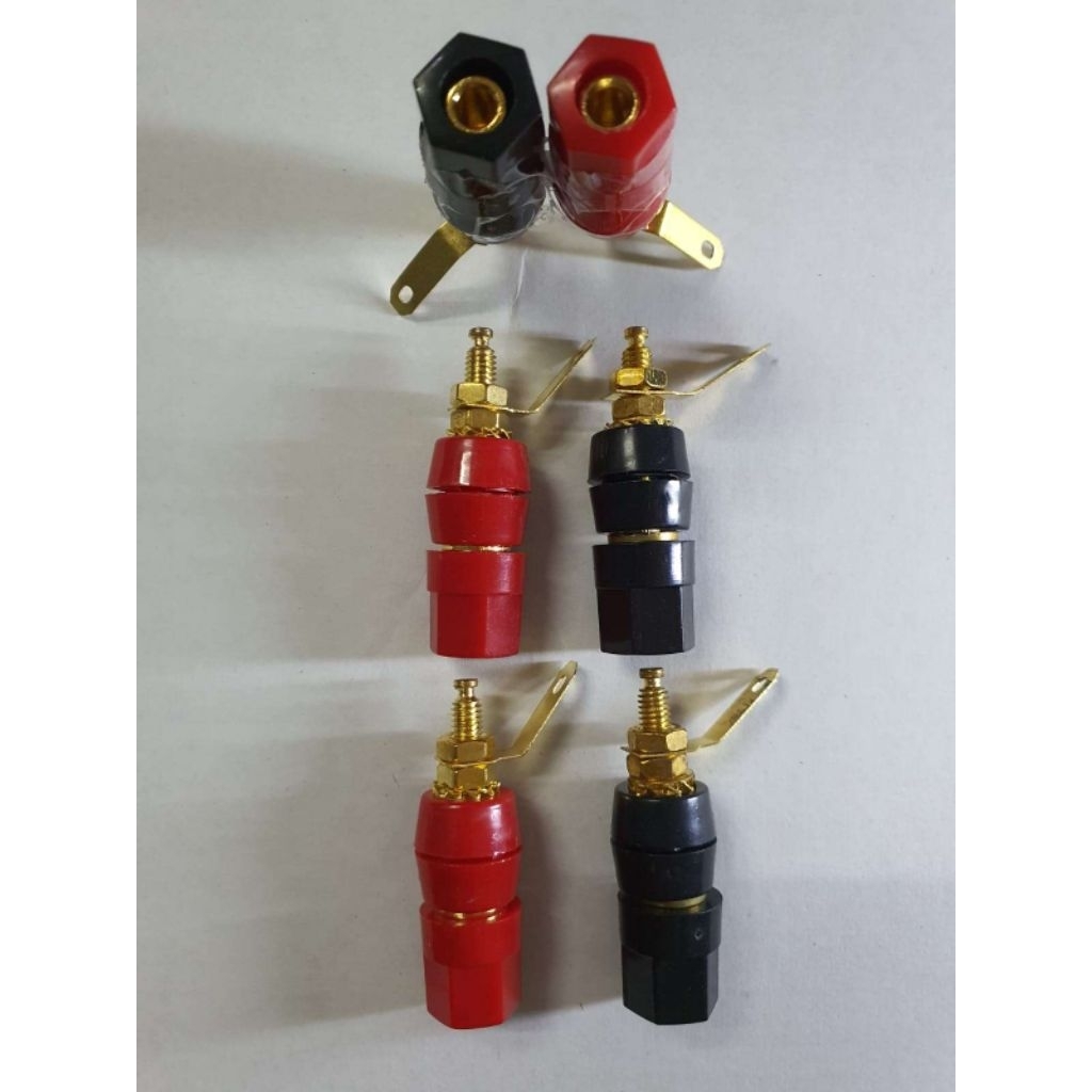 MERAH Binding post เทอร์มินัลลําโพงเสียงชุบทอง สีแดงและสีดํา Binding post gold