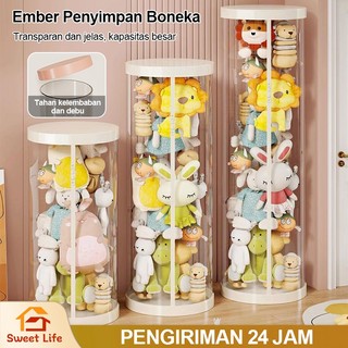 Sweet Life Doll Houses Doll Storage Bucket Transparan Tabung Storage Organizer Penyimpanan boneka Dengan Ritsleting Kapasitas Cantik Dan Besar