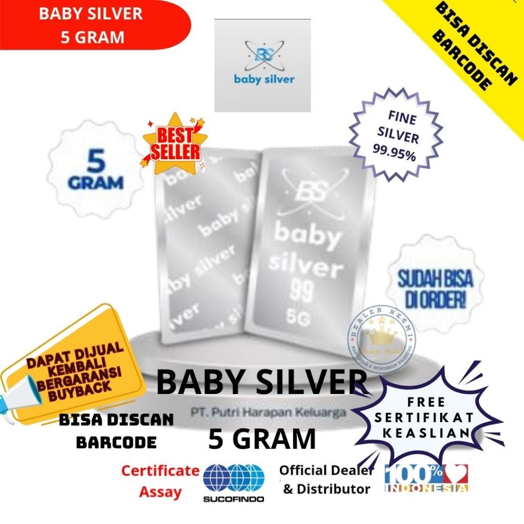 Baby Silver 5 Gram Fine Silver Bars ของแท้ Pure Original Precious Metal