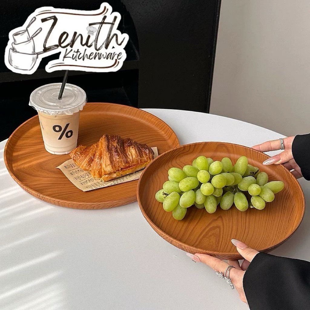 WOODEN PATTERN MULTIPURPOSE TRAY / AESTHETIC TRAY / WOODEN FOOD TRAY / ROUND WOODEN PATTERN PL TRAY