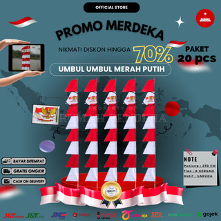 PAKET 20 PCS | Bendera Umbul - Umbul Garuda 3 Meter | 8 Mata Gergaji | Warna Merah Putih