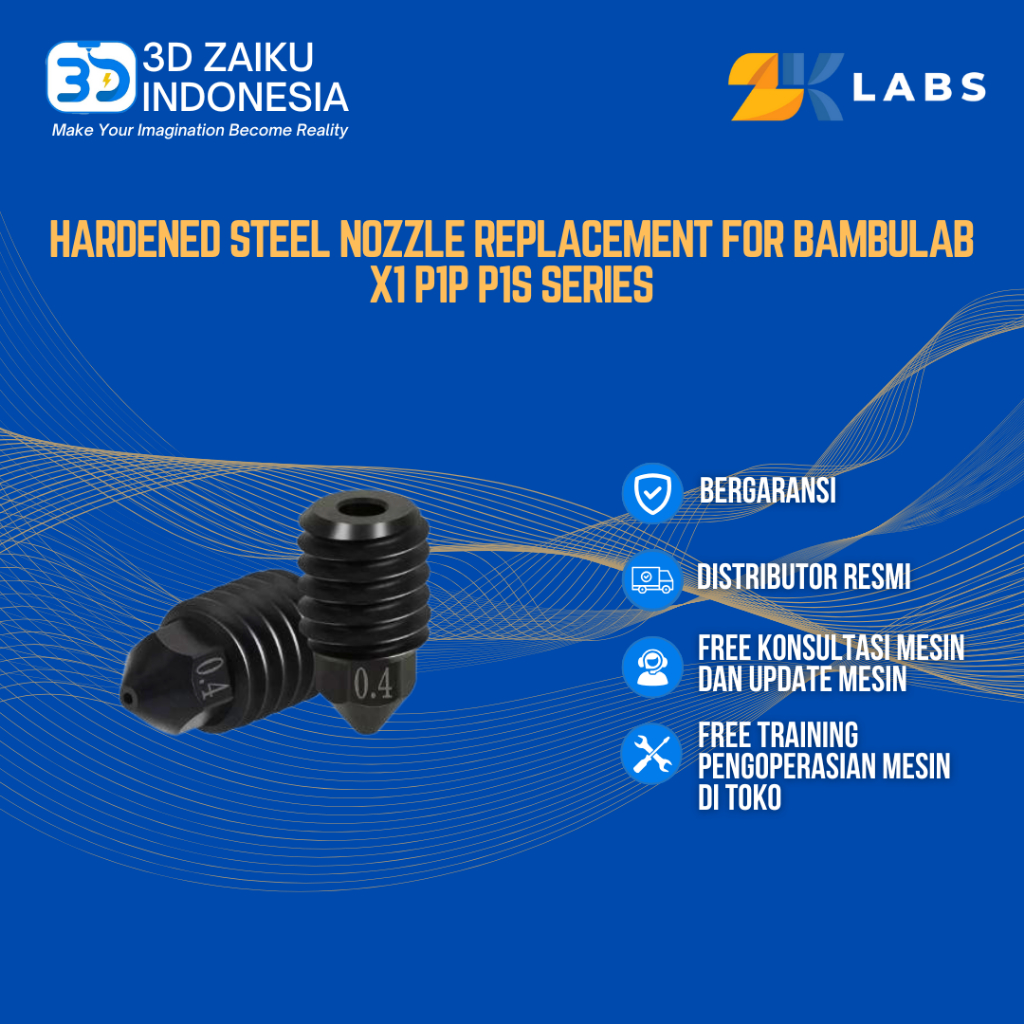 ZKLabs เปลี่ยนหัวฉีดเหล็กชุบแข็งสําหรับชุด Bambulab X1 P1P P1S