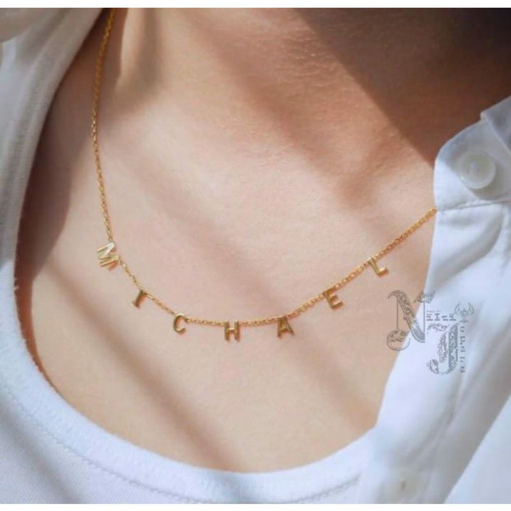 RF Jewelry - สร้อยคอชื่อไทเทเนียมแบบกําหนดเอง สร้อยคอผู้หญิง สร้อยคอแฟชั่น
