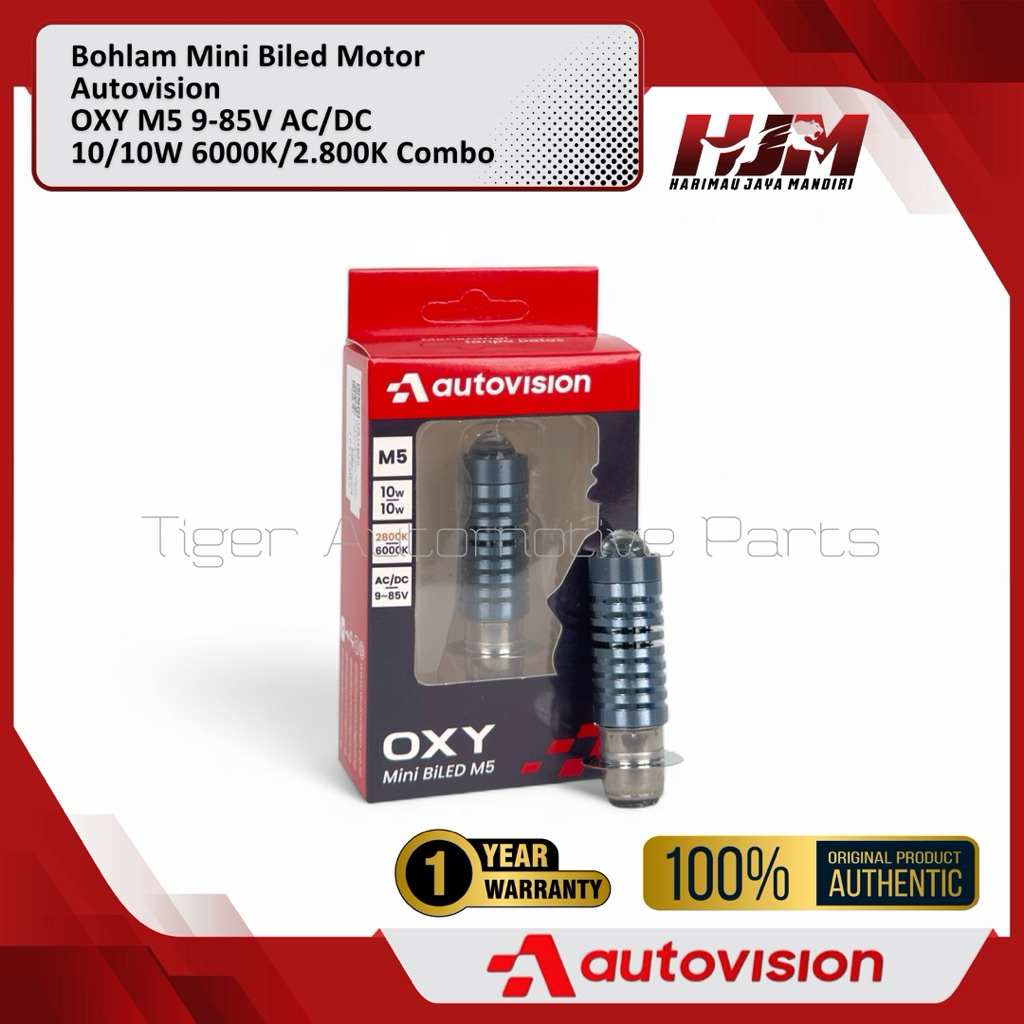 Mini BiLED หลอดไฟรถจักรยานยนต์ M5 H2 H6 T19 9-85V AC/DC 10/10W 6000K/2800K เท้า 1 AUTOVISION Oxy Ori