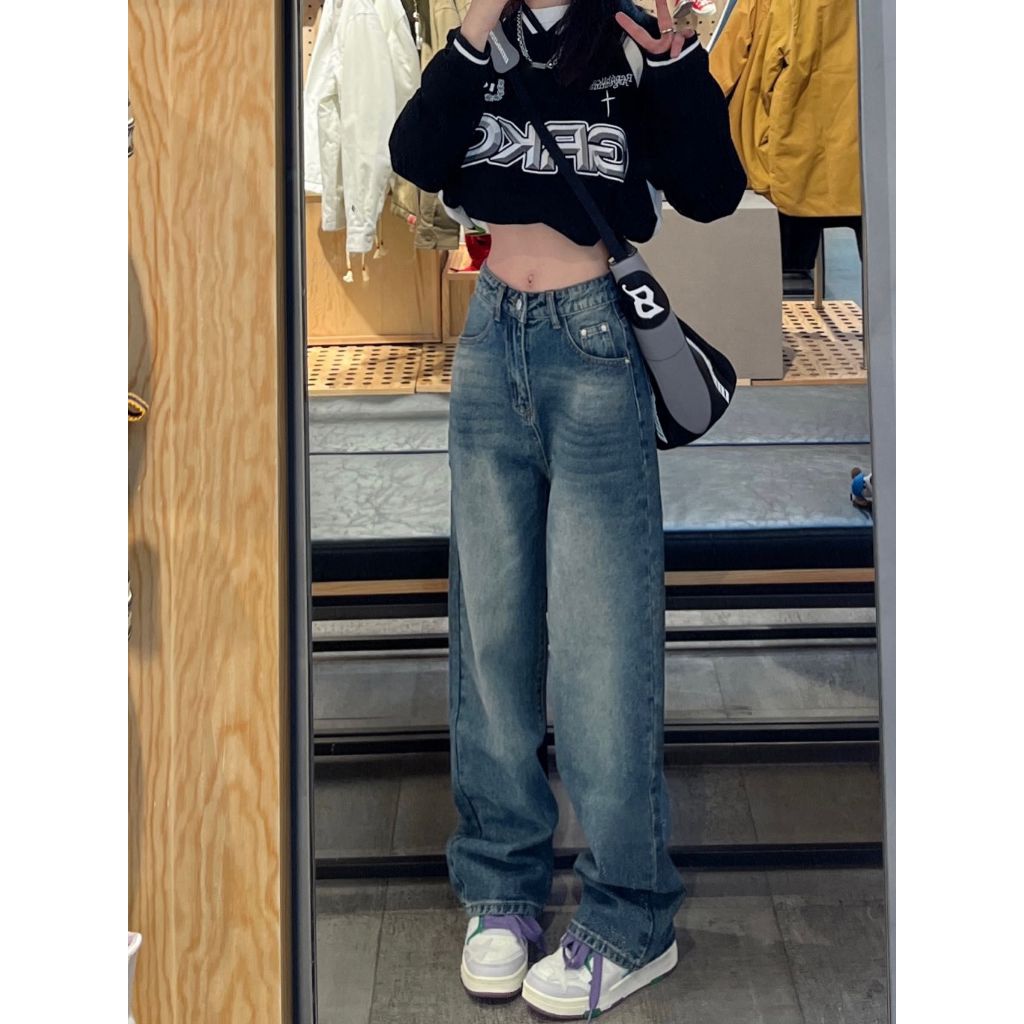 YOYO - Realpict Womens Highwait Culottes Loose Jeans เกาหลี