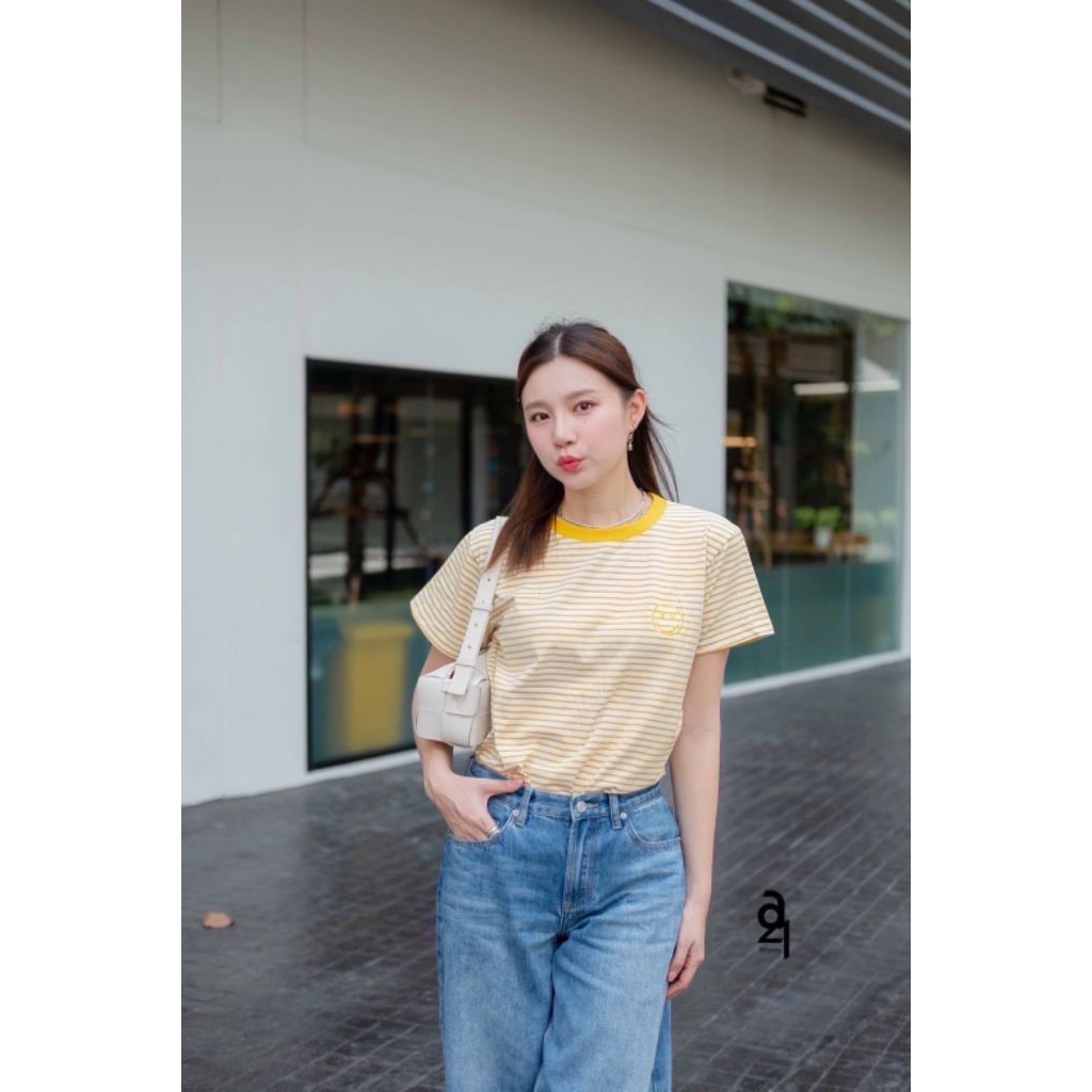 [LC] A21SHOP 505 IMPORTED SMILE STRIPED T-SHIRT BKK