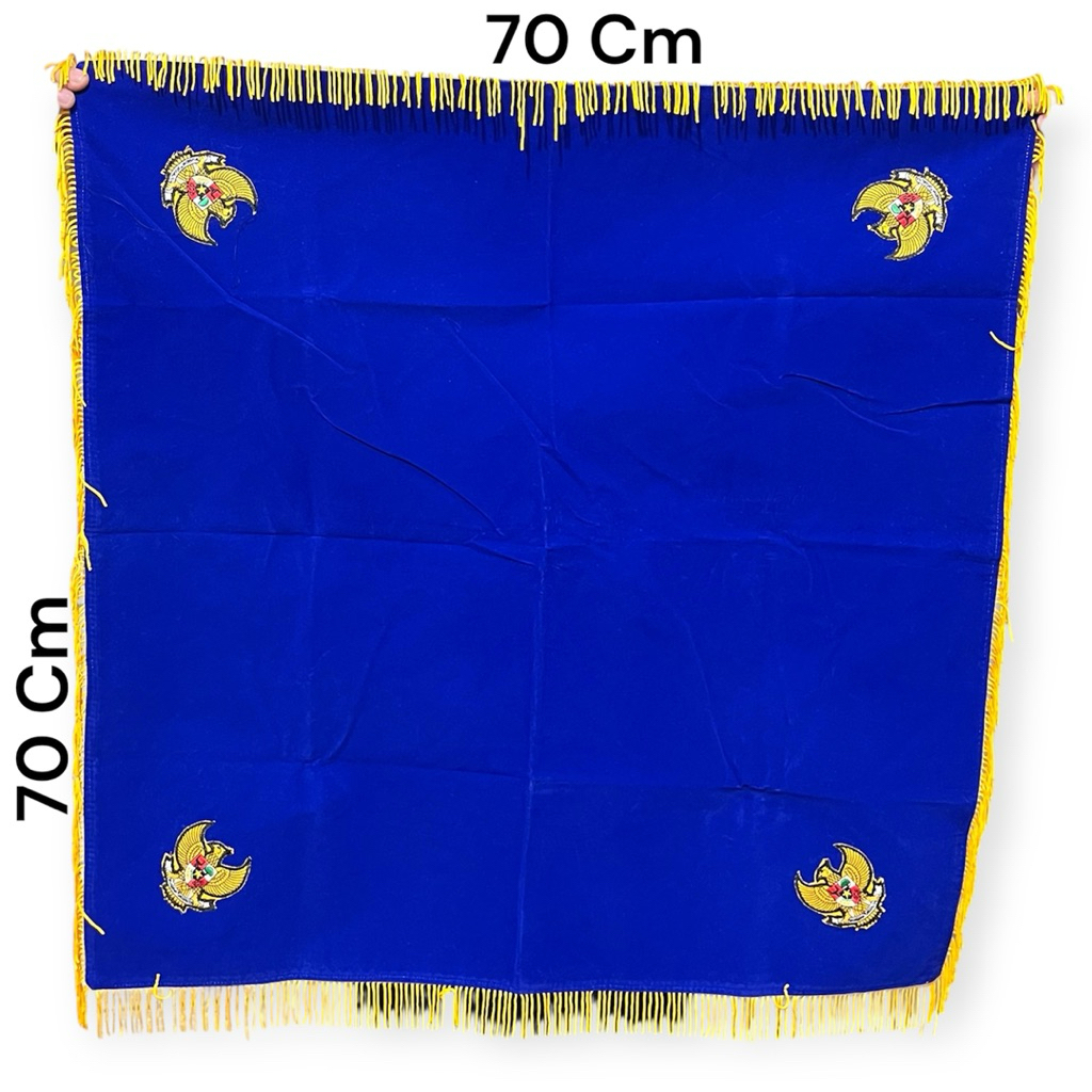 Lancar Jaya Adventing Premium Cade Flag Tray Base 70x70 cm – Luxury Velvet, Gold Tassel, Pancasila L